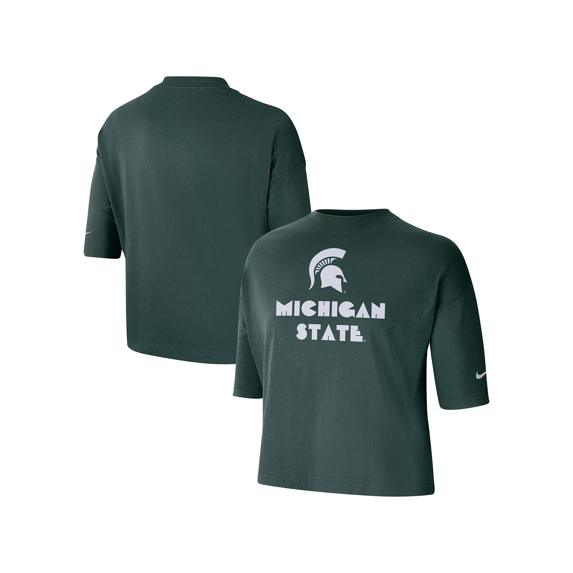 Women's Nike Green Michigan State Spartans Crop Performance T-Shirt, Size: XS Product Image