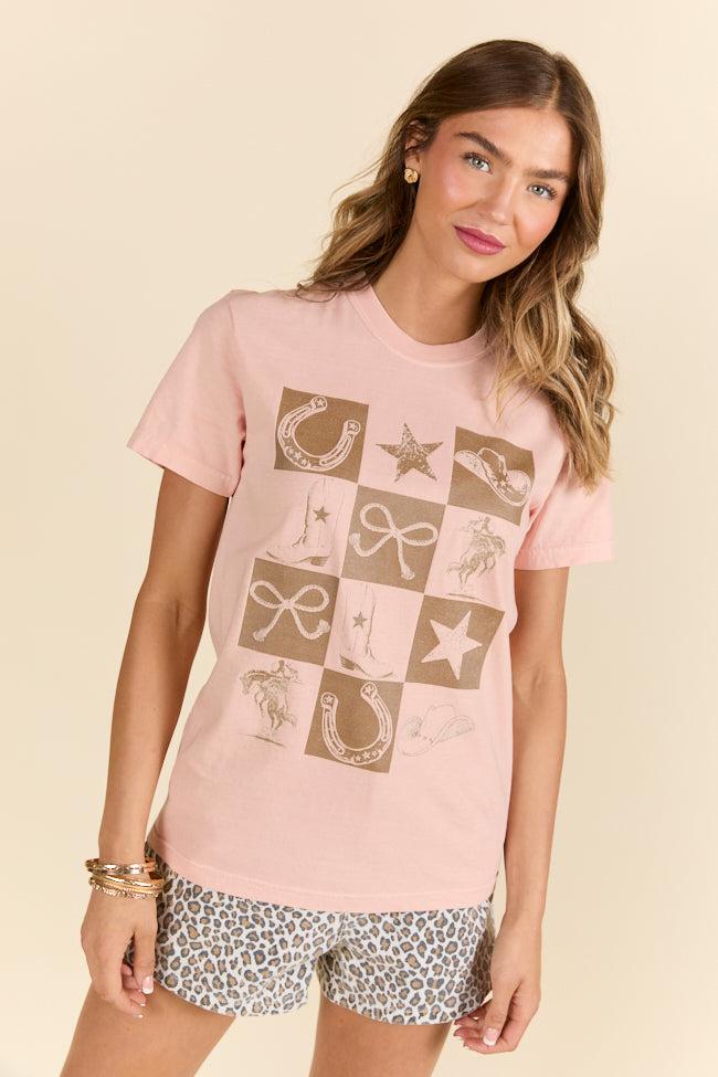 Western Icon Checkered Orange Graphic Tee Product Image