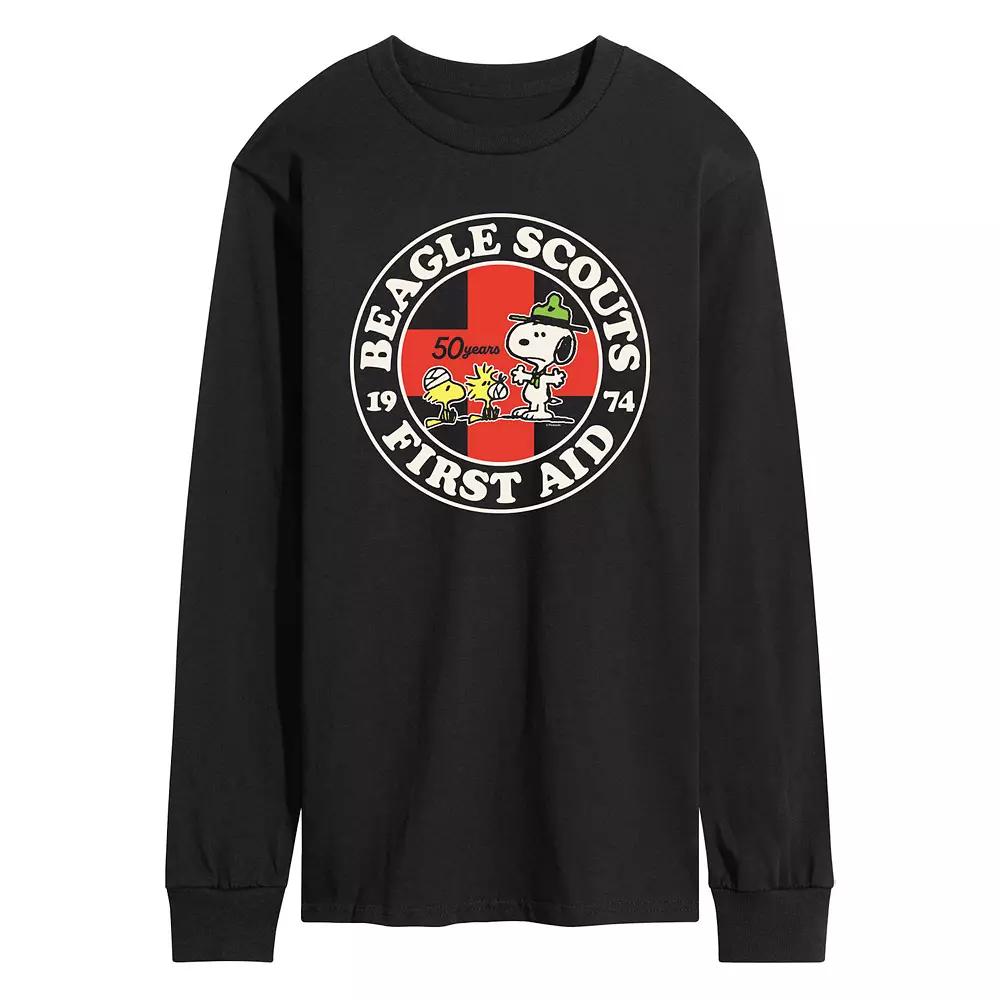 Men's Peanuts Beagle Scout First Aid Long Sleeve Graphic Tee,  Product Image