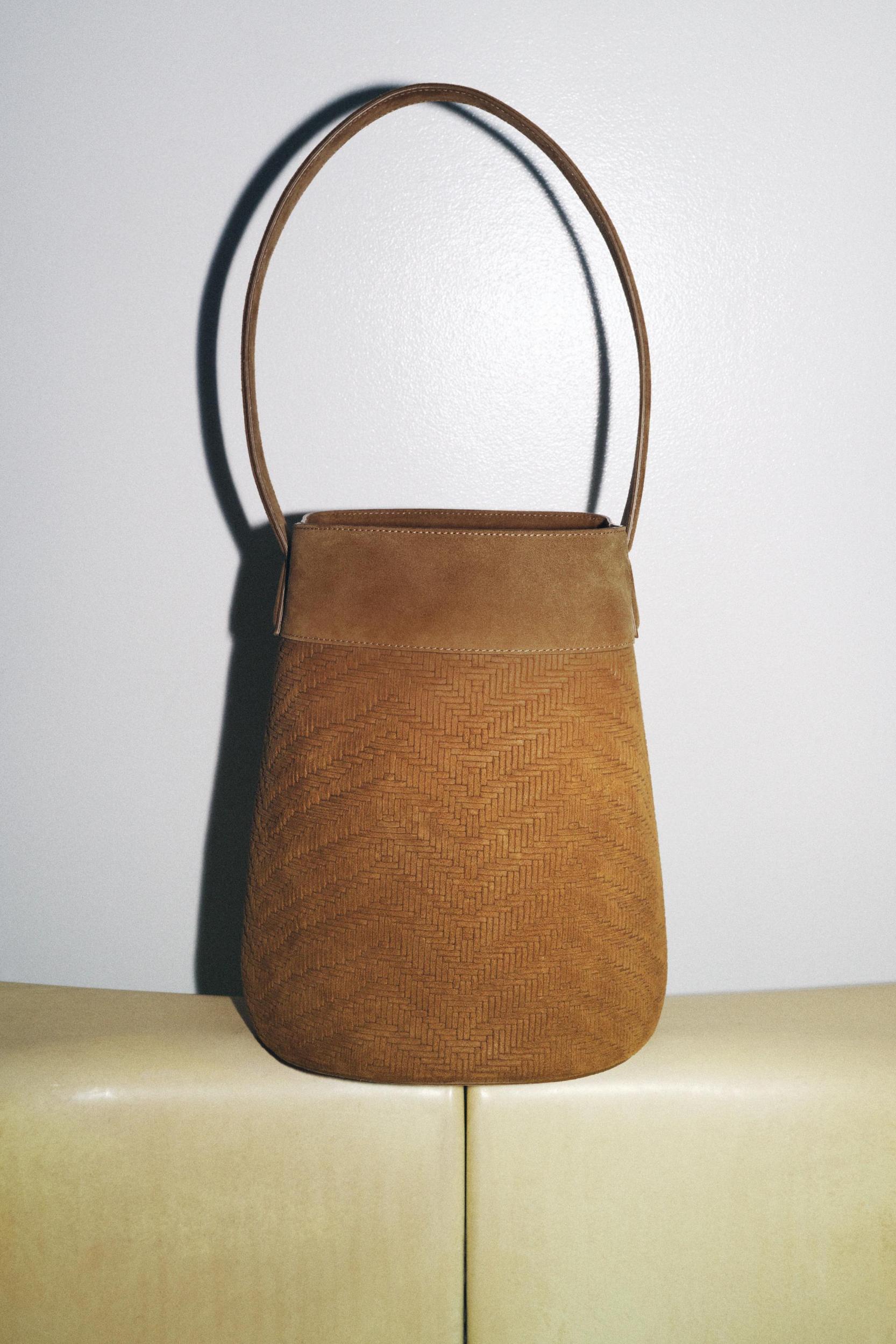 LEATHER BRAIDED MAXI BUCKET BAG Product Image