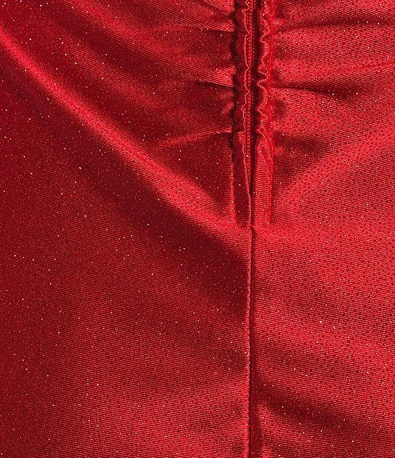 Honey and Rosie Glitter Knit V-Neck Corset-Inspired Envelope Hem Dress Product Image