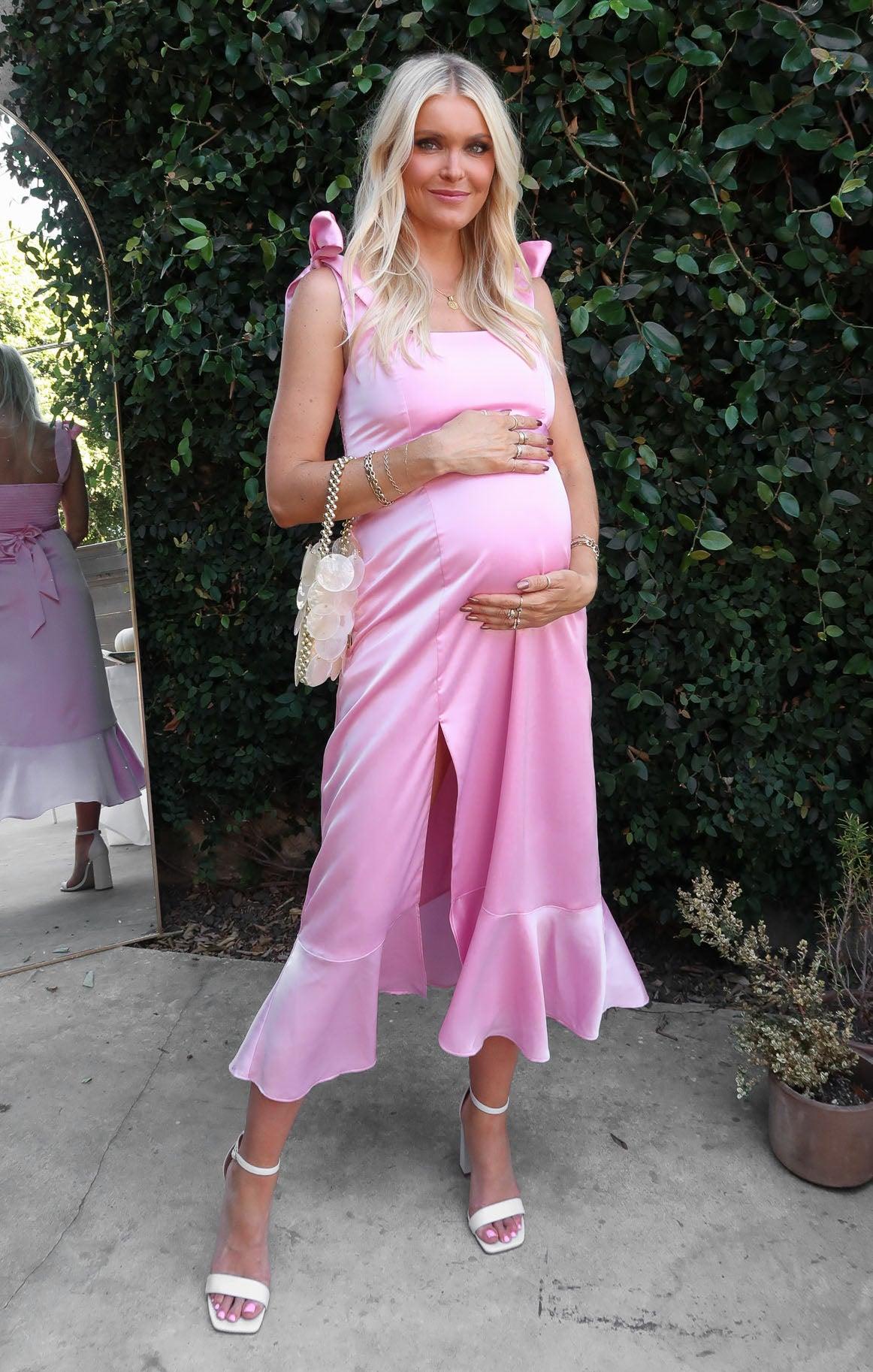 Garden Midi Dress ~ Pink Luxe Satin Product Image