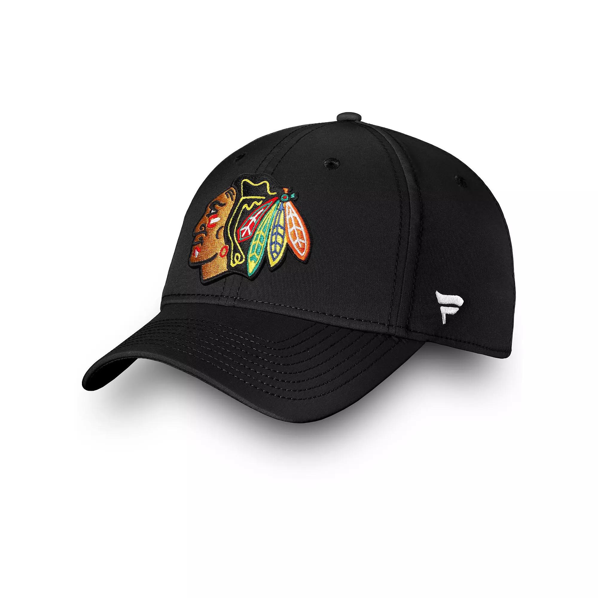 Men's Fanatics Branded Black Chicago Blackhawks Core Primary Logo Flex Hat,  Product Image