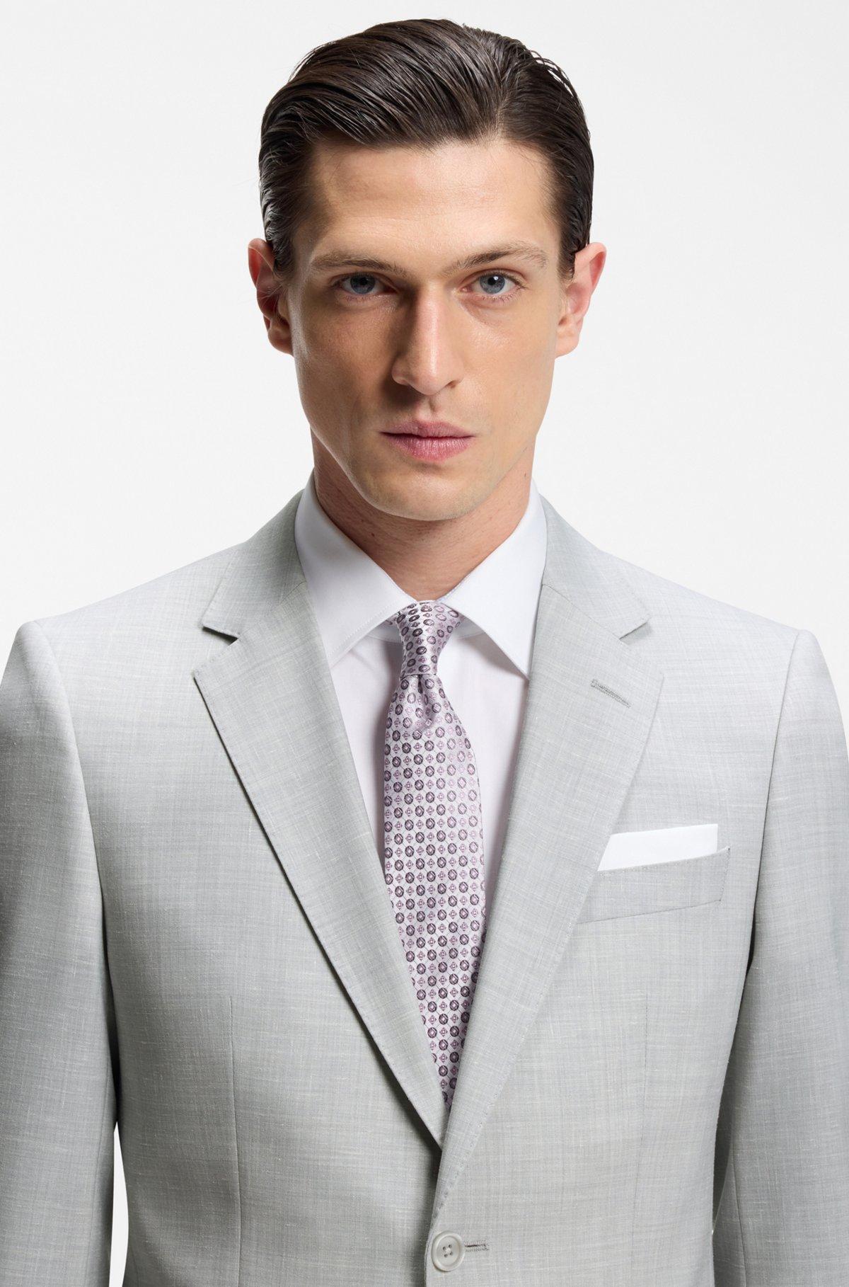 Two-piece slim-fit suit in micro-patterned cloth Product Image