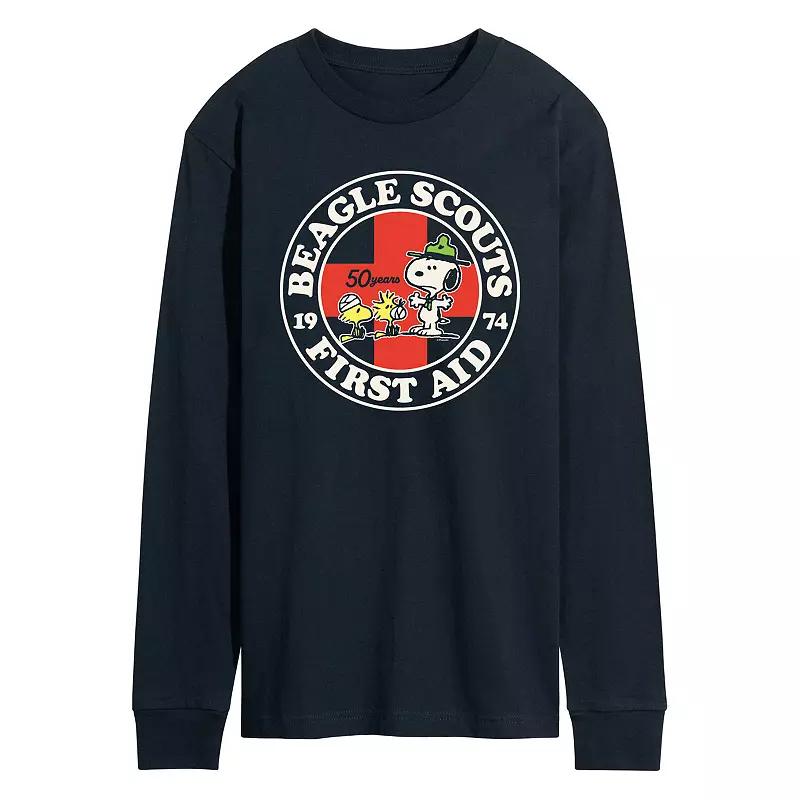 Men's Peanuts Beagle Scout First Aid Long Sleeve Graphic Tee,  Product Image