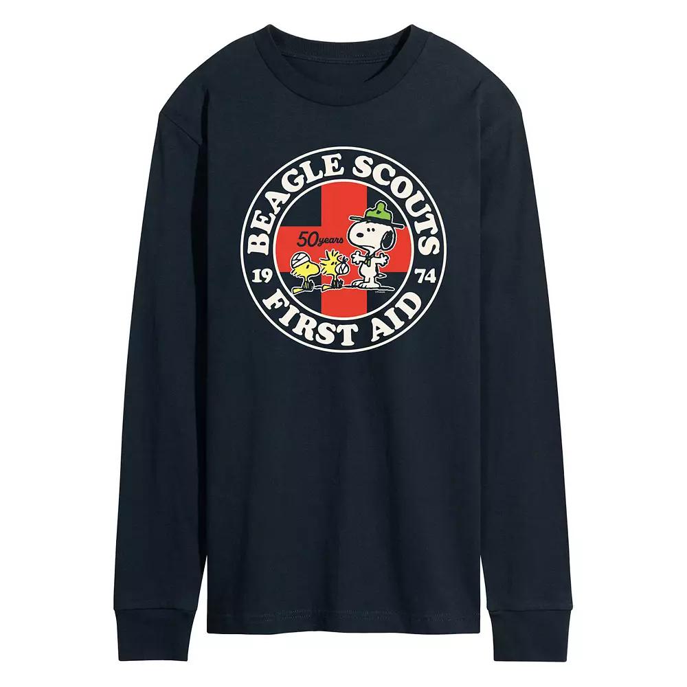 Men's Peanuts Beagle Scout First Aid Long Sleeve Graphic Tee,  Product Image