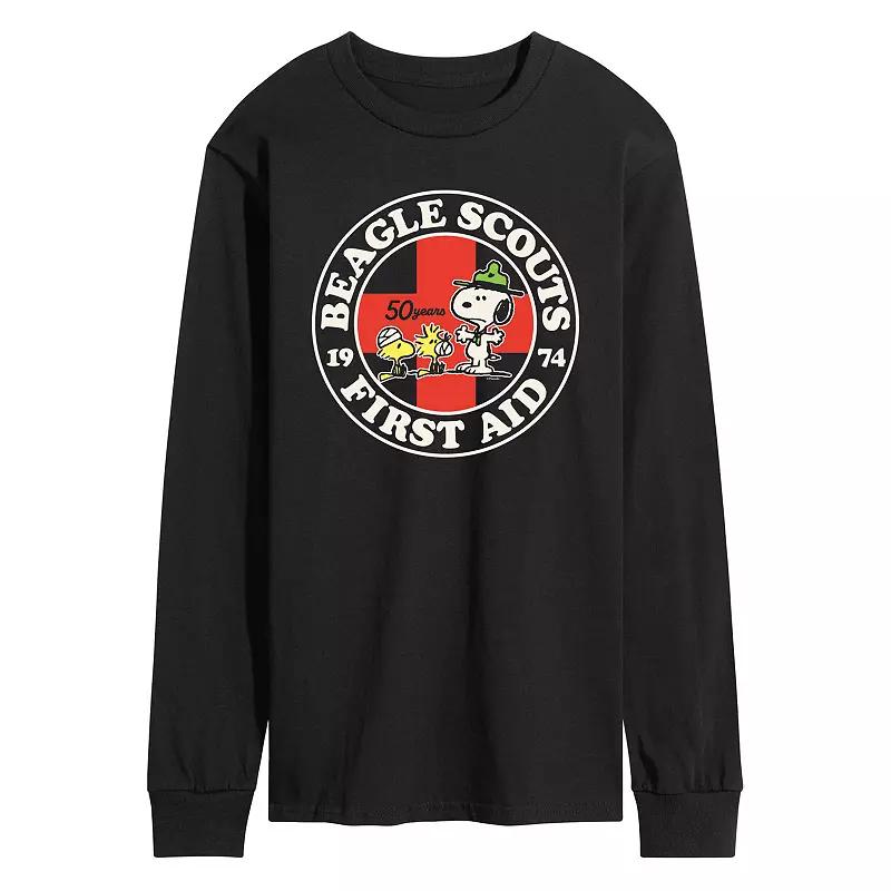 Men's Peanuts Beagle Scout First Aid Long Sleeve Graphic Tee,  Product Image