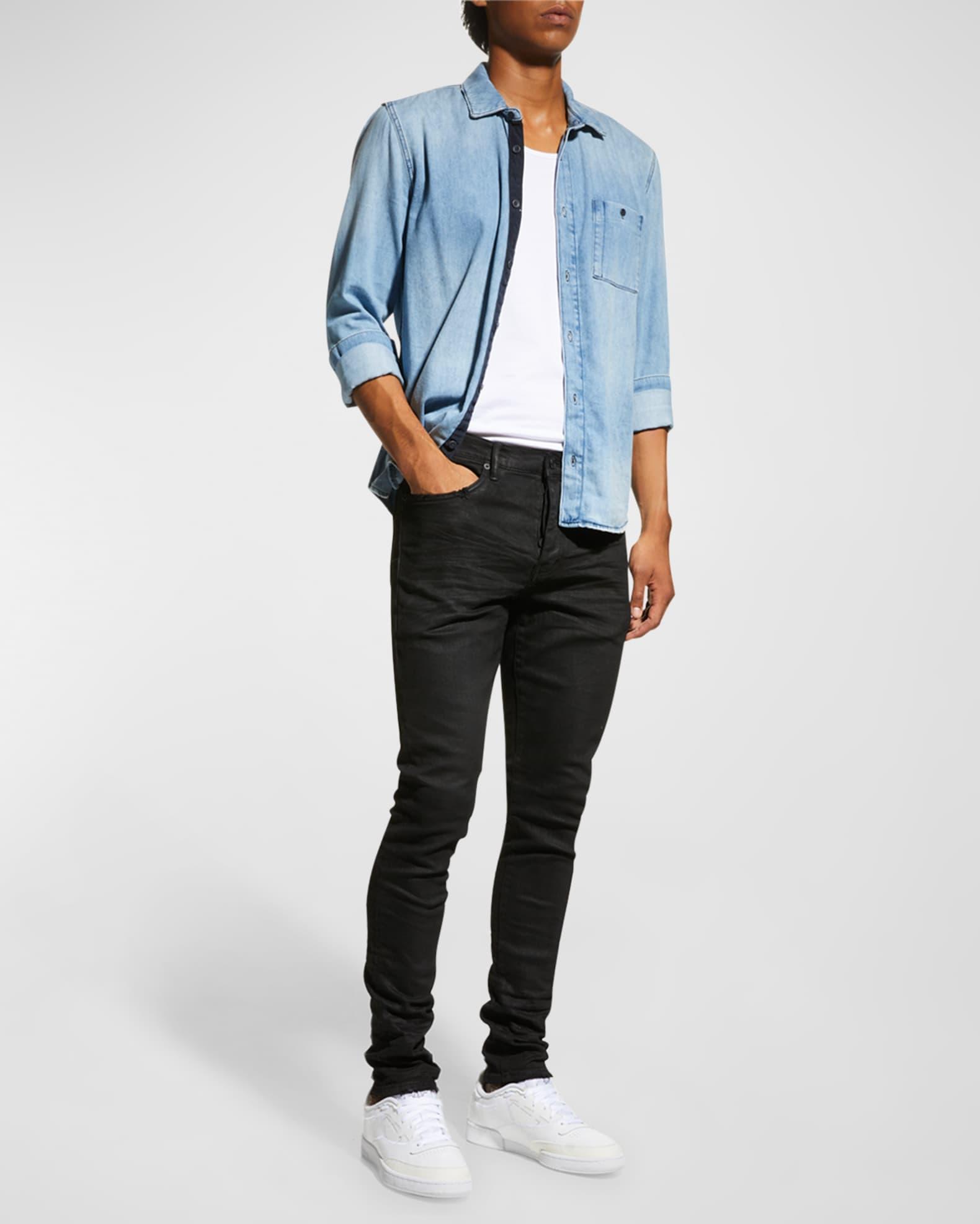 Men's P001 Black Resin Skinny Jeans Product Image