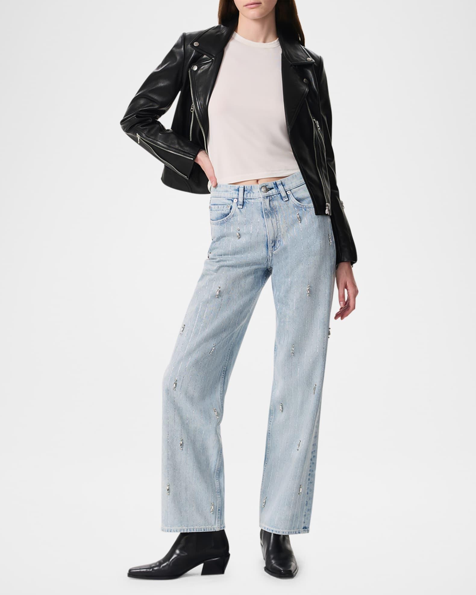 Shea High-Rise Relaxed Straight Embellished Jeans Product Image