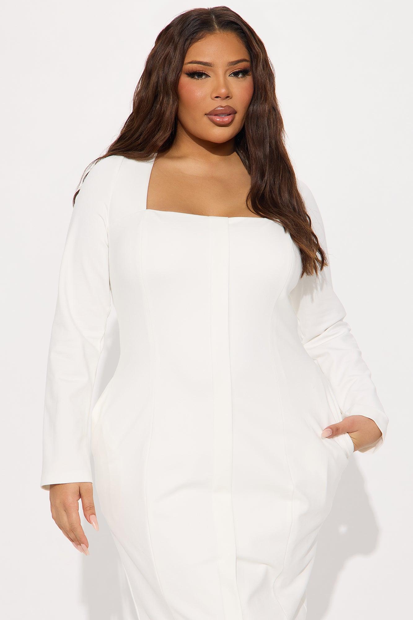 The Martha Ponte Midi Dress - Off White Product Image