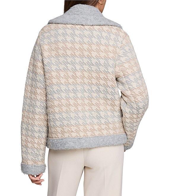 NIC + ZOE Houndstooth Knit Notch Lapel Long Sleeve Jacket Product Image