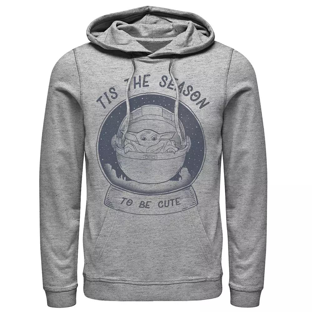 Men's Star Wars The Mandalorian The Child Christmas Tis The Season Hoodie, Size: XL, Athletic Grey Product Image