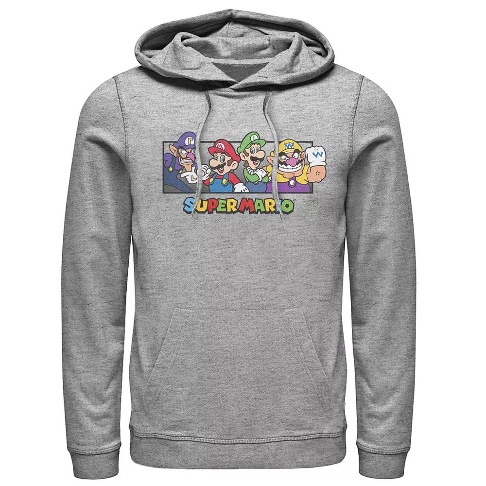 Men's Super Mario Bros. Character Collage Portrait Hoodie, Size: XL, Athletic Grey Product Image