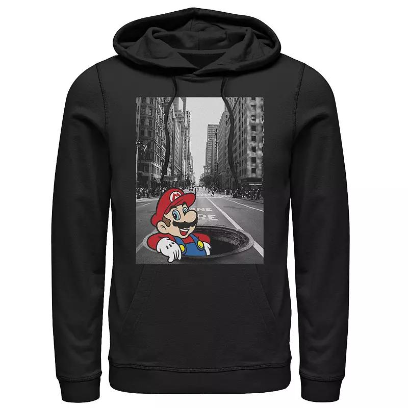 Men's Nintendo Super Mario Street Pop Up Black And White Photo Hoodie,  Product Image
