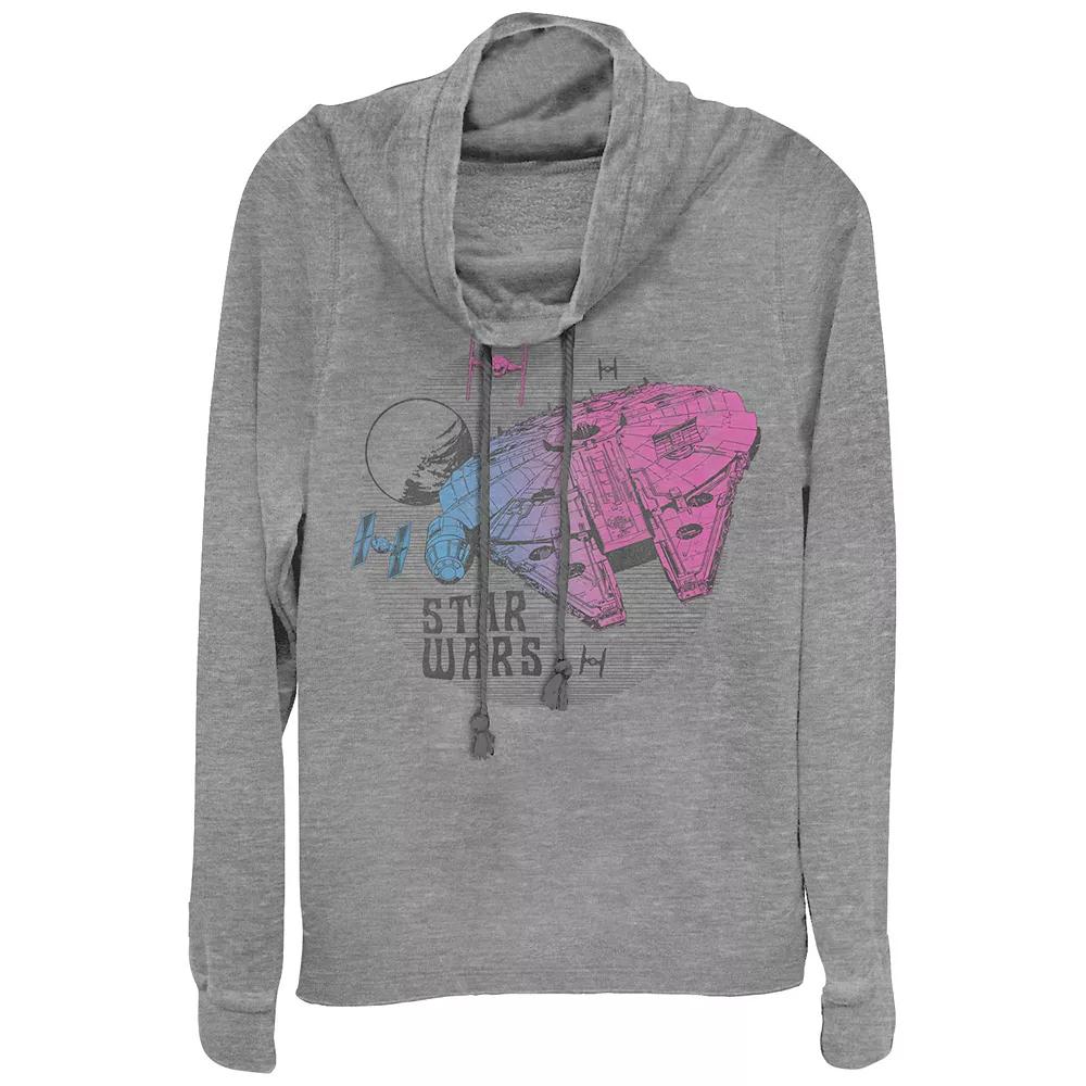 Juniors' Star Wars Gradient Millennium Falcon Cowlneck Graphic Lightweight Long Sleeve, Girl's,  Product Image