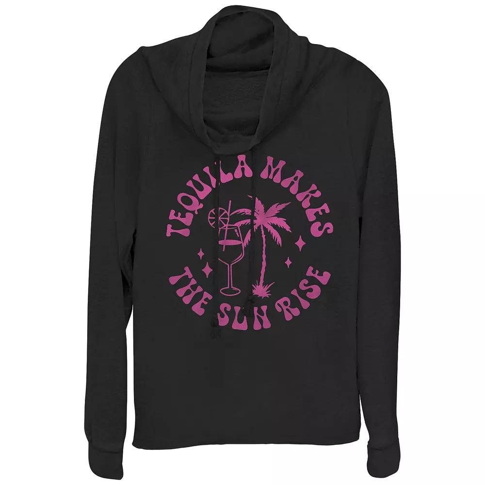 Women's Tequila Makes The Sunrise Cowlneck Graphic Lightweight Long Sleeve,  Product Image