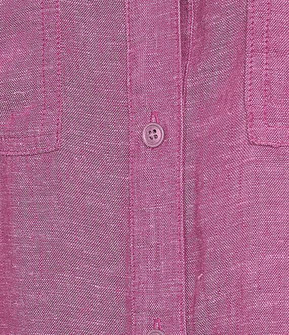 Westbound Petite Size 3/4 Roll-Tab Sleeve Point Collar Y-Neck Button Front Shirt Product Image