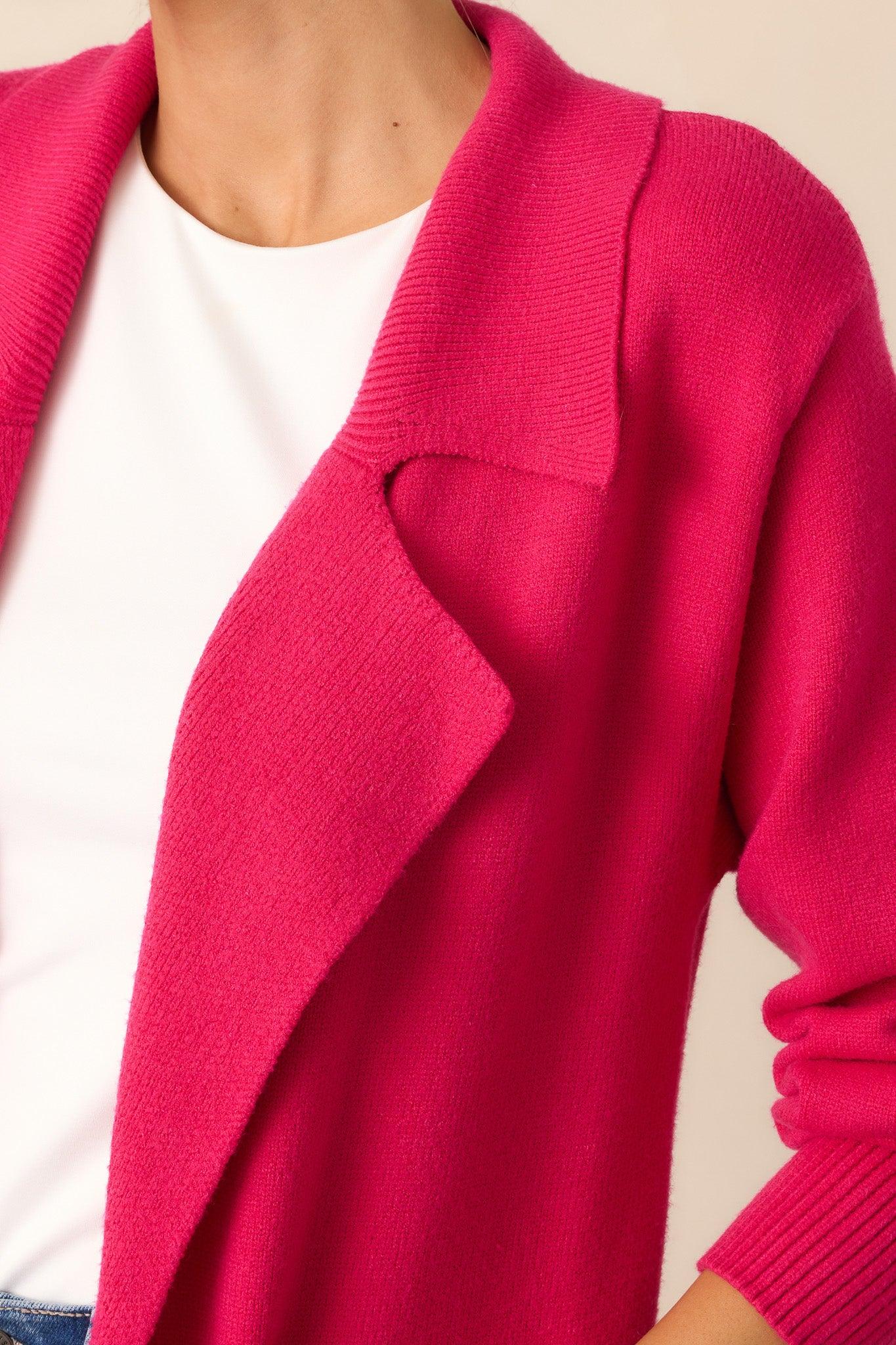 Shopping Around Hot Pink Longline Cardigan L / Hot Pink Product Image