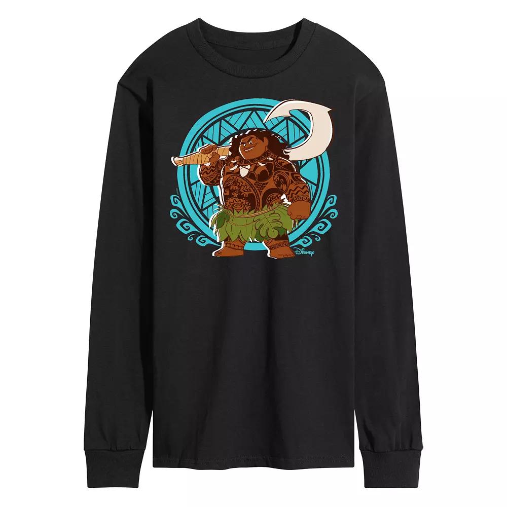 Disney's Moana Men's Maui Pattern Long Sleeve Graphic Tee,  Product Image