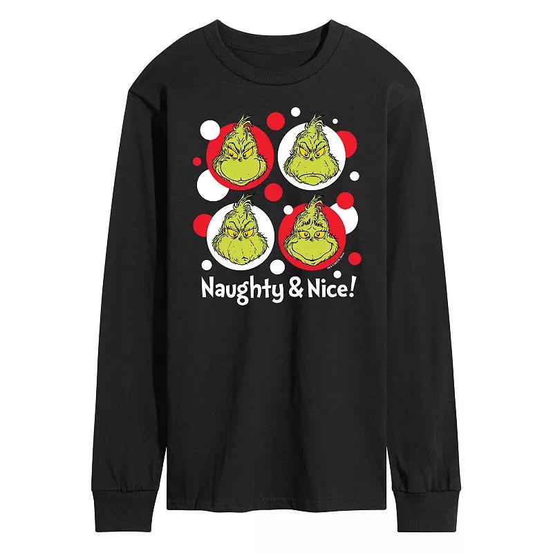 Men's Dr. Seuss Grinch Naughty & Nice Long Sleeve Tee,  Product Image