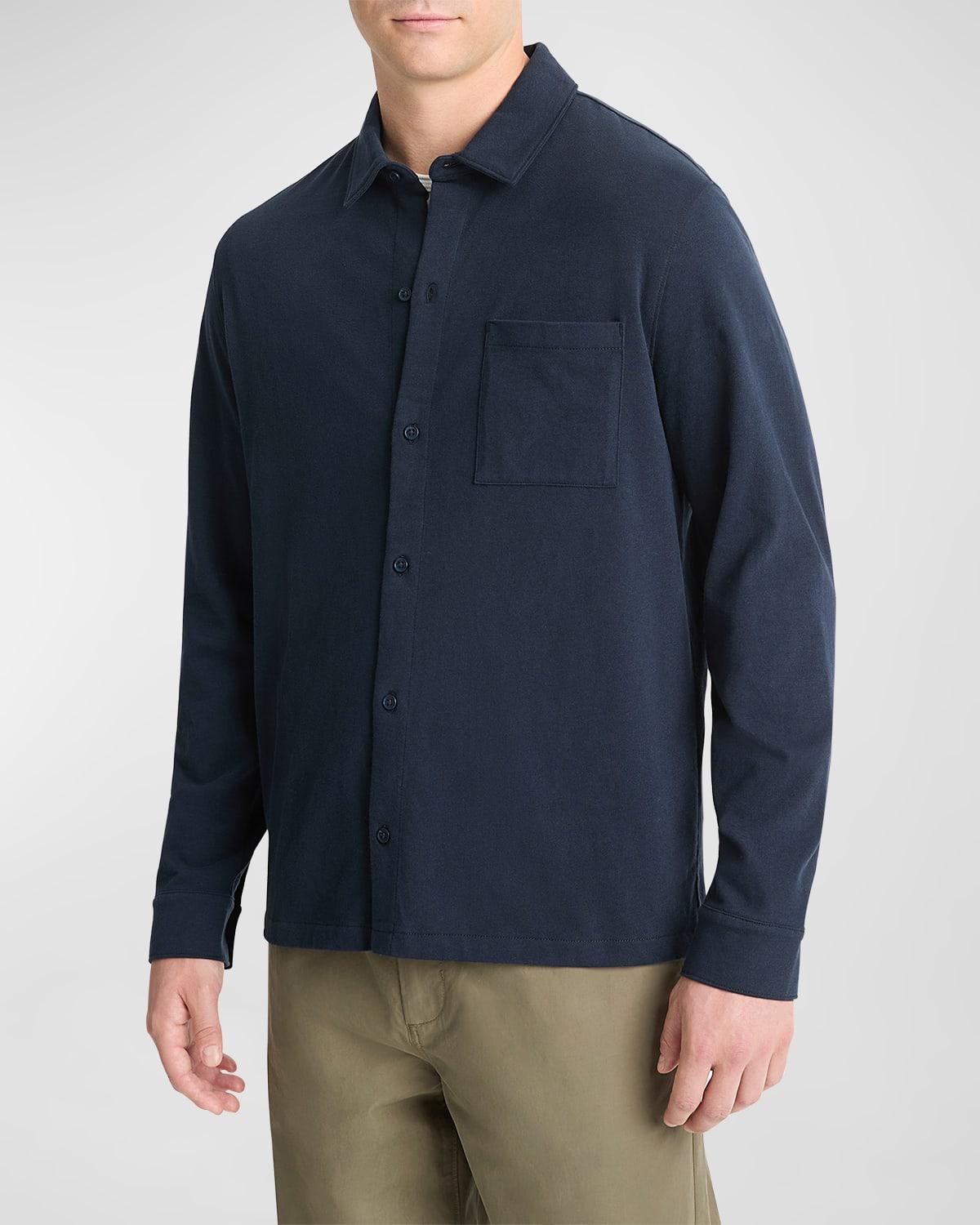 Mens Sueded Jersey Casual Button-Down Shirt Product Image