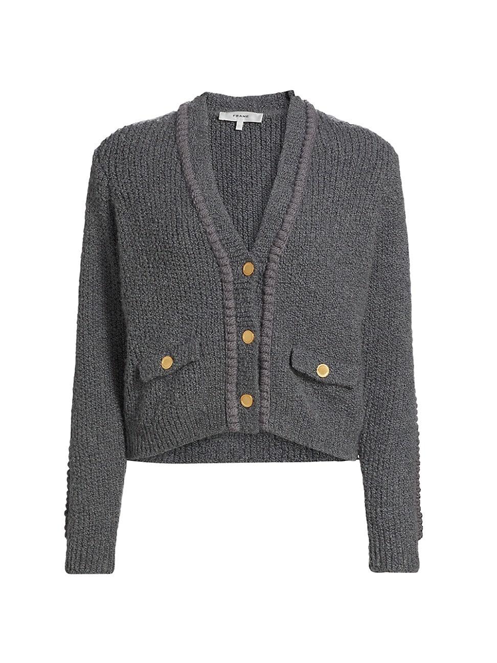 Womens Double Pocket Crop Cardigan Product Image