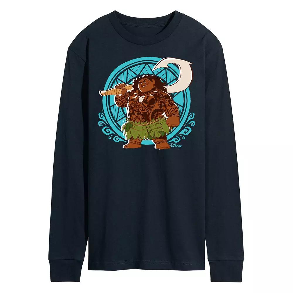 Disney's Moana Men's Maui Pattern Long Sleeve Graphic Tee,  Product Image
