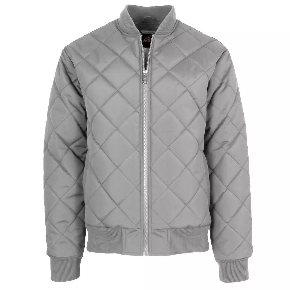 Men's Spire by Galaxy Heavyweight Quilted Bomber Jacket, Size: Medium, Gray Product Image