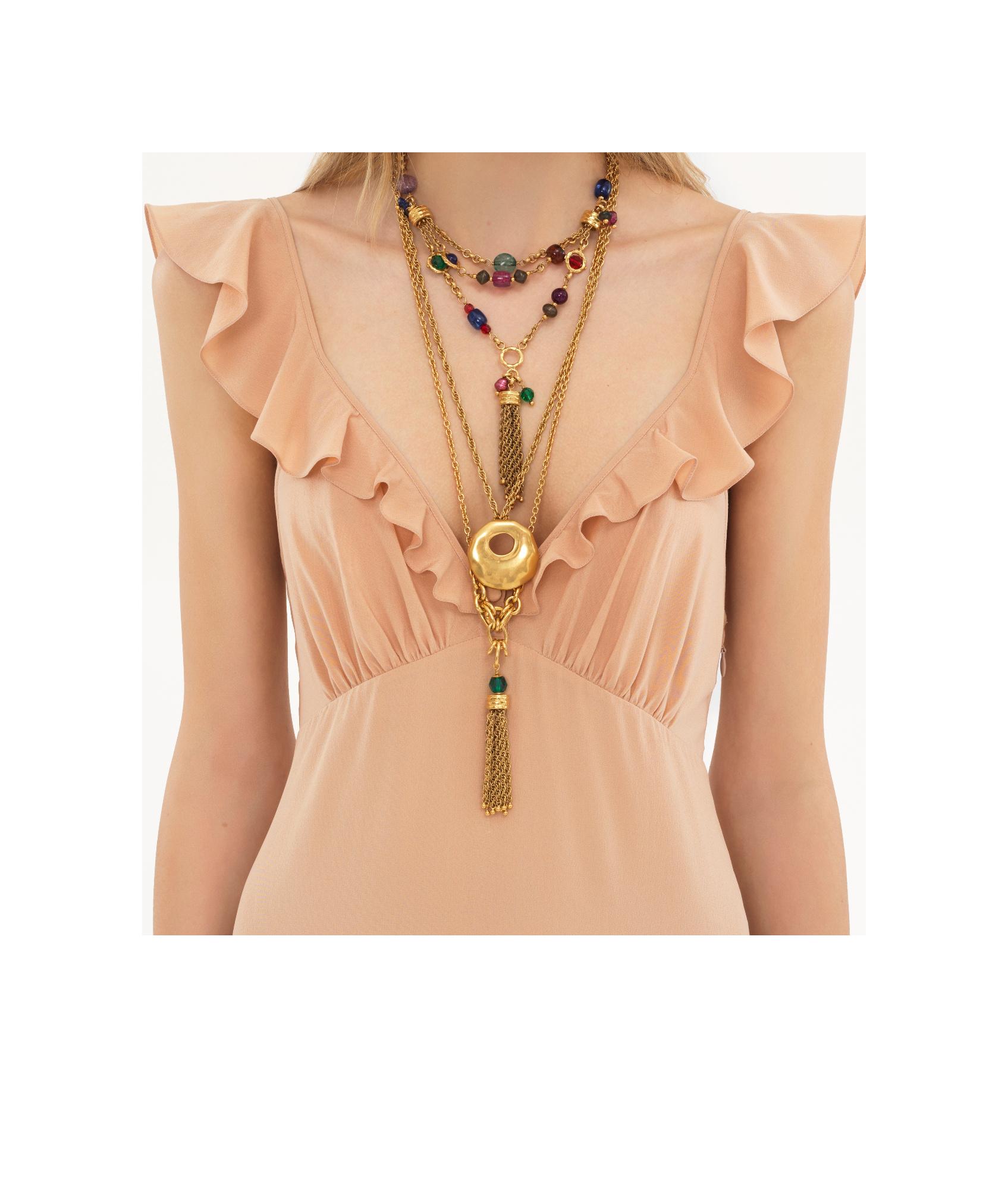 CHLOÉ Long Silk Dress With Flared Skirt And Ruffled Straps In Beige Product Image