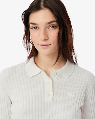 Regular Fit Ribbed Knit Polo Shirt Product Image