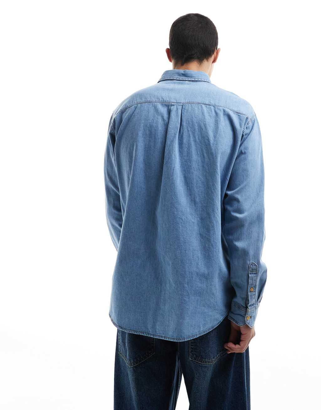 Jack & Jones long sleeve denim shirt in light blue  Product Image