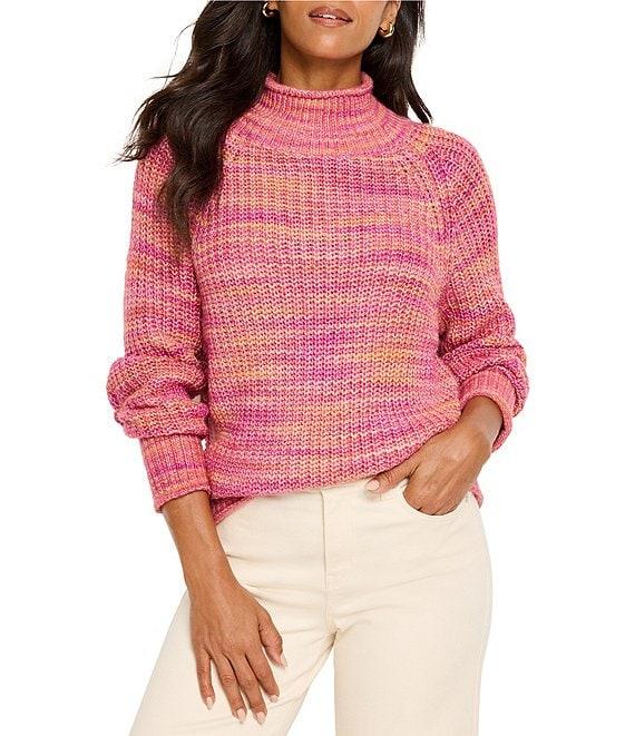 NIC + ZOE Party Mix Shaker Rib Stitch Knit Turtleneck Long Sleeve Sweater Product Image