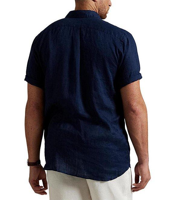 Polo Ralph Lauren Big & Tall Solid Linen Short Sleeve Woven Shirt Product Image