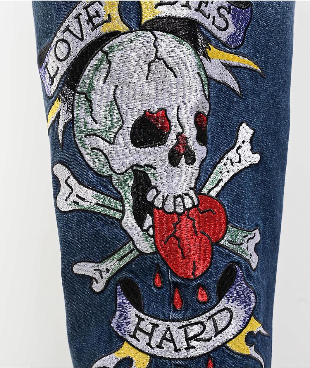Ed Hardy Skull Heart Indigo Loose Fit Jeans Product Image