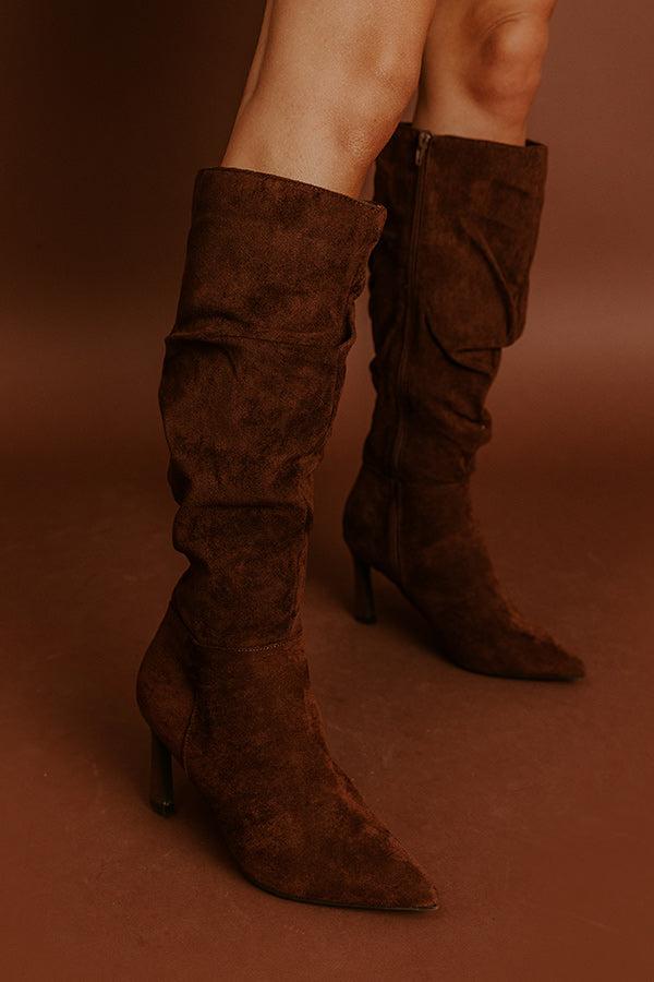The Alice Faux Suede Knee High Boot in Chocolate Product Image
