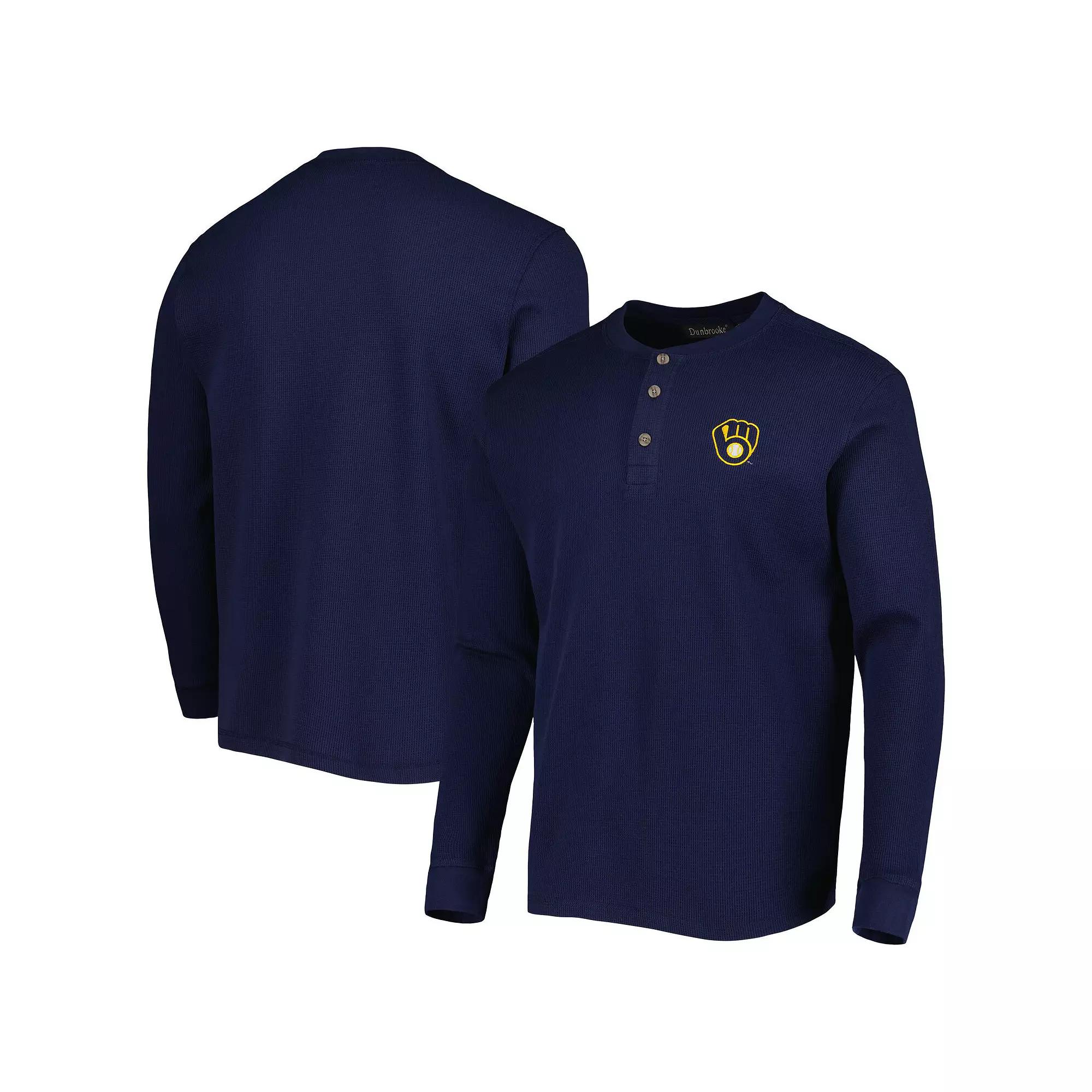 Men's Dunbrooke Milwaukee Brewers Navy Maverick Long Sleeve T-Shirt,  Product Image