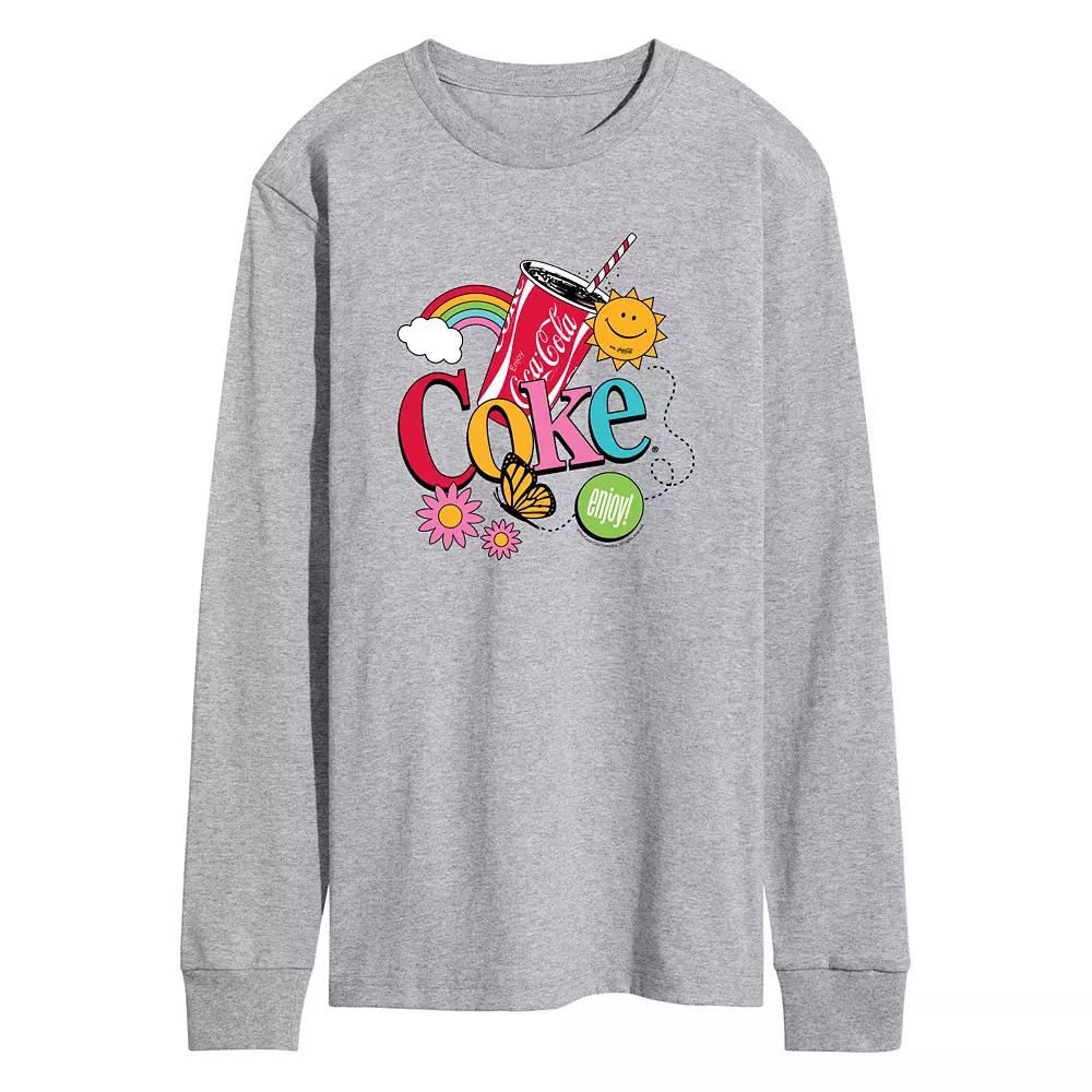 Men's Coke Colorful Coke Collage Long Sleeve Graphic Tee,  Product Image