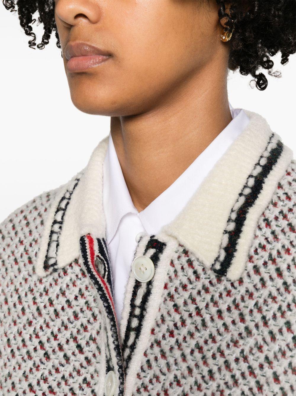 spread-collar tweed bomber jacket Product Image