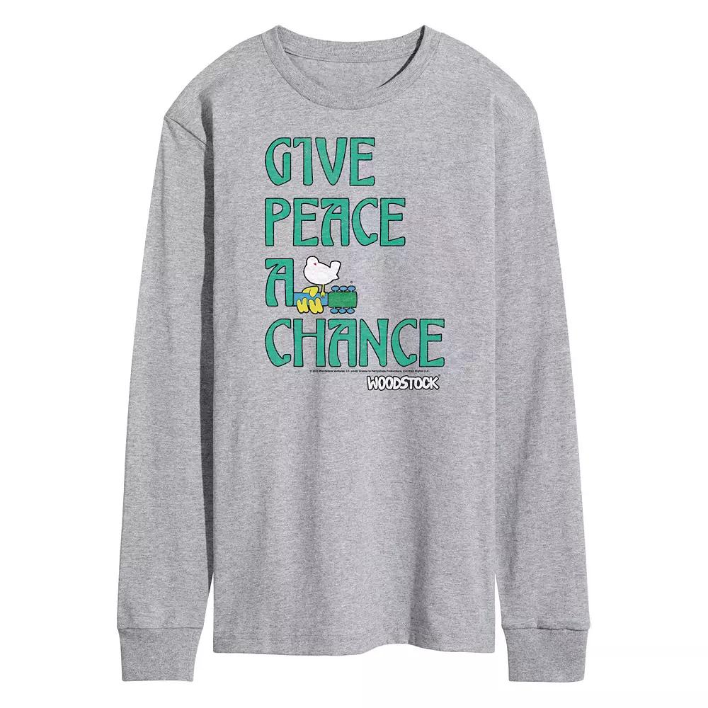 Men's Woodstock Give Peace A Chance Long Sleeve Graphic Tee,  Product Image