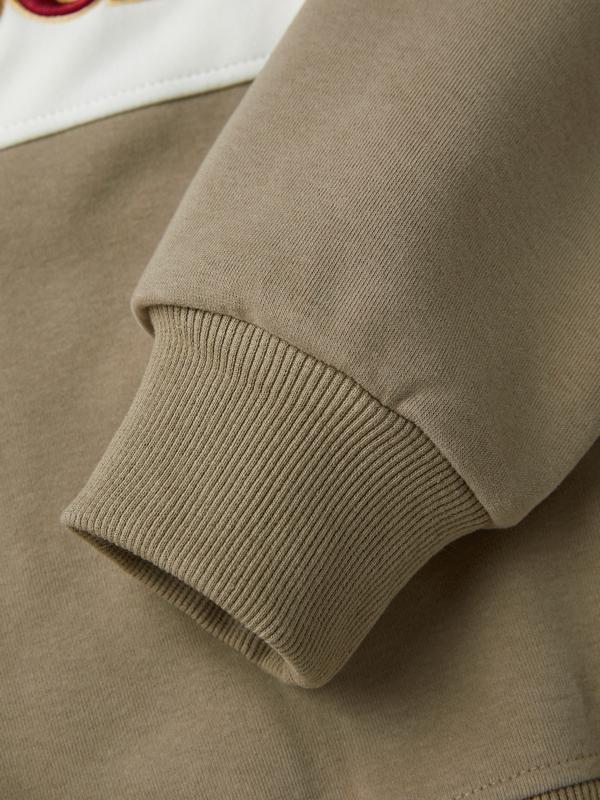 Color Block Splice Letter Embroidery Print Sweatshirt Product Image