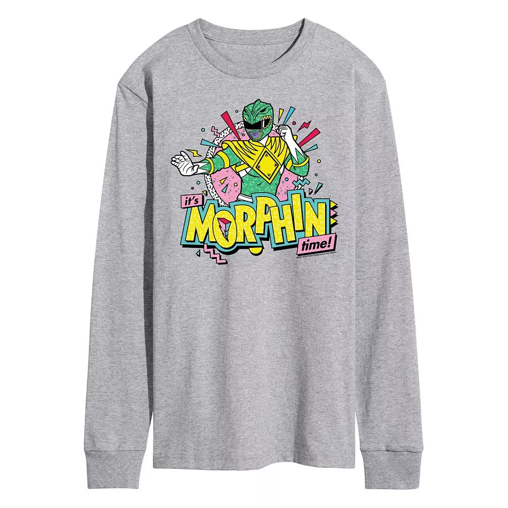 Men's Power Rangers Morphin Green Long Sleeve Graphic Tee,  Product Image
