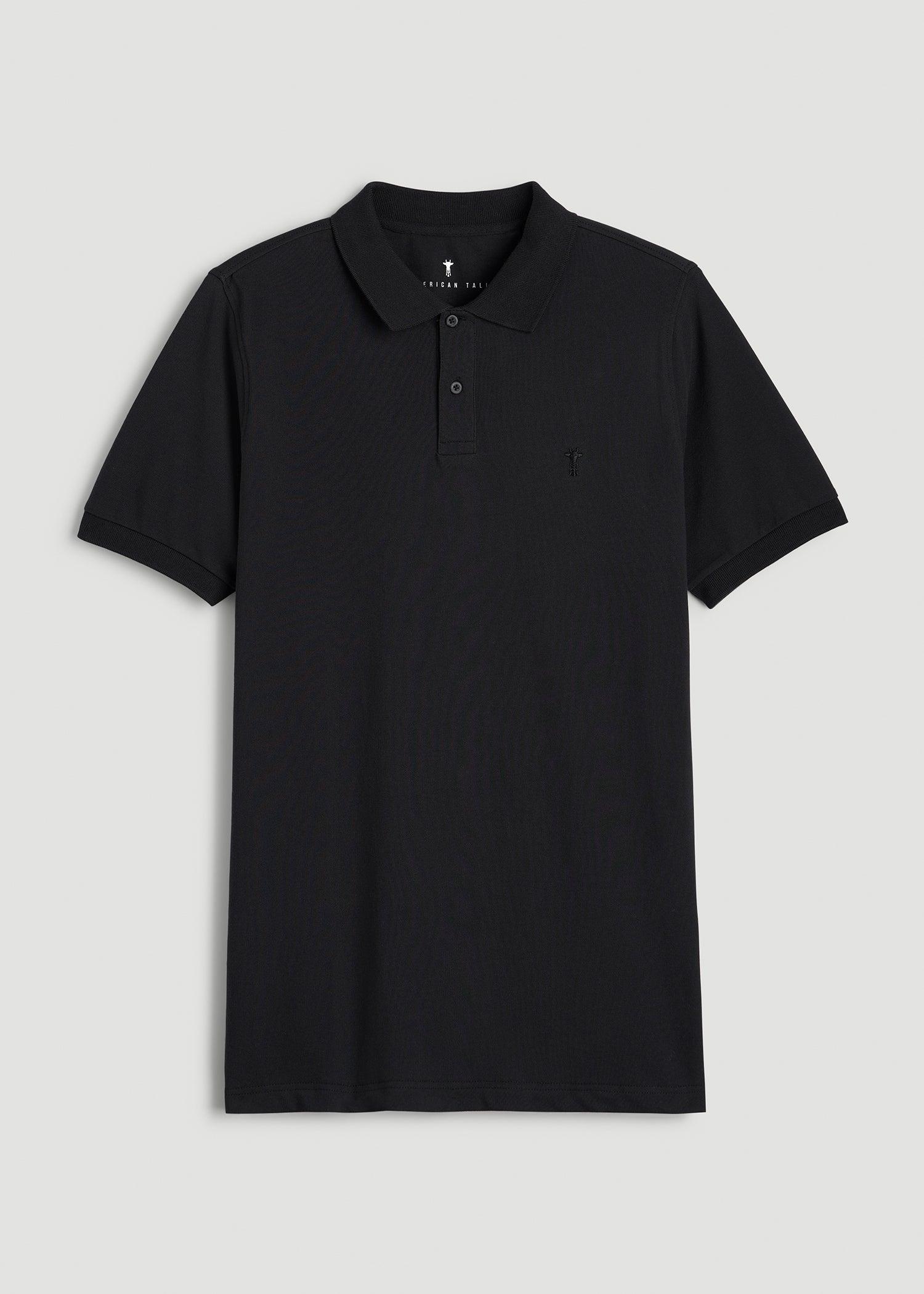 Classic Polo with Embroidered Logo for Tall Men in Black Male Product Image