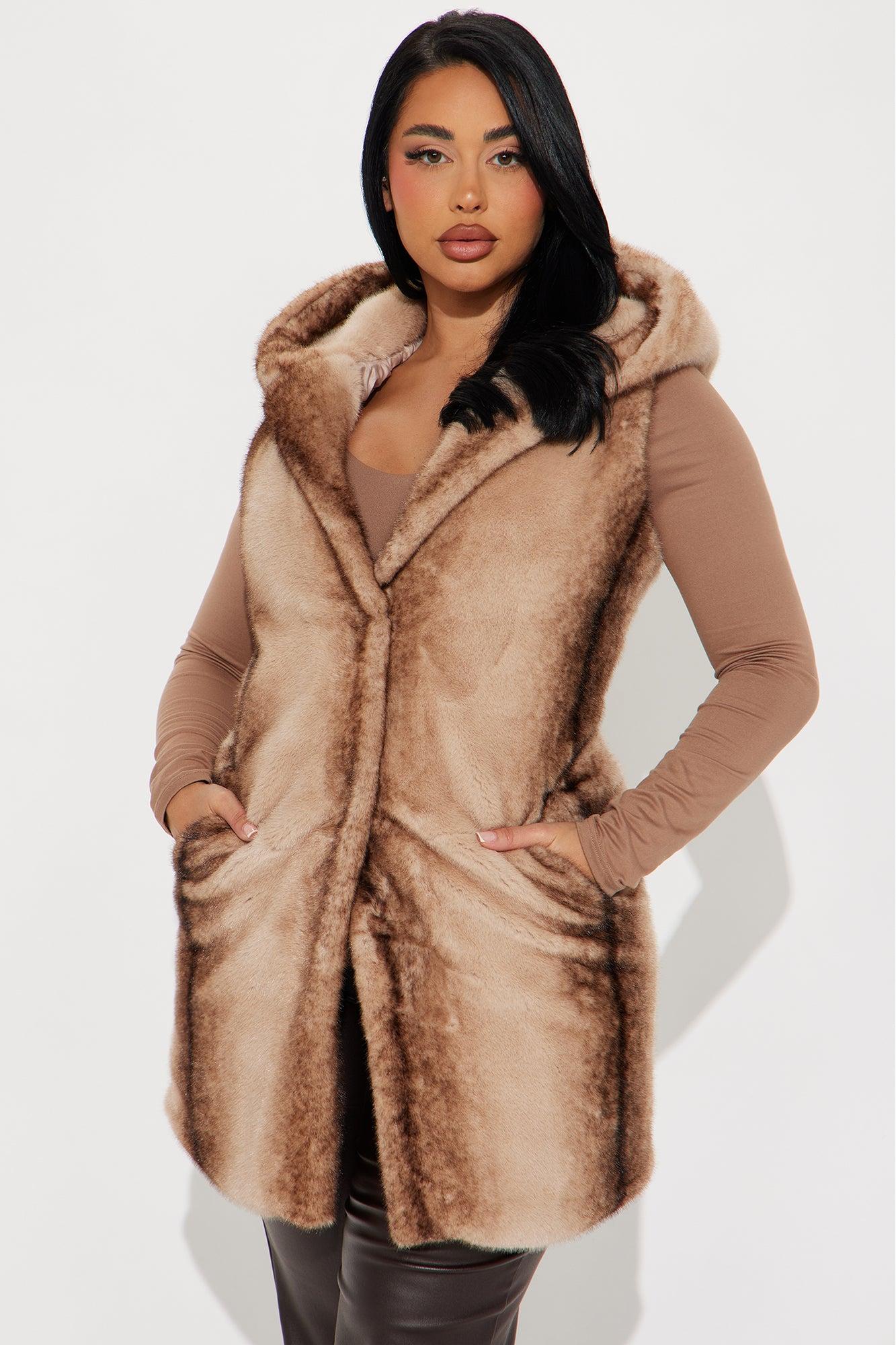 Hug Tight Faux Fur Vest - Brown Product Image