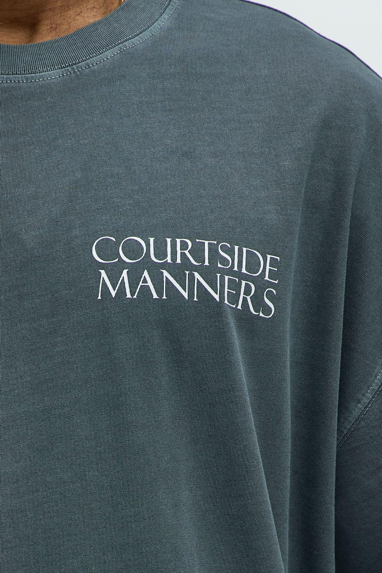 Courtside Manners Oversized Short Sleeve Tee - Grey Product Image