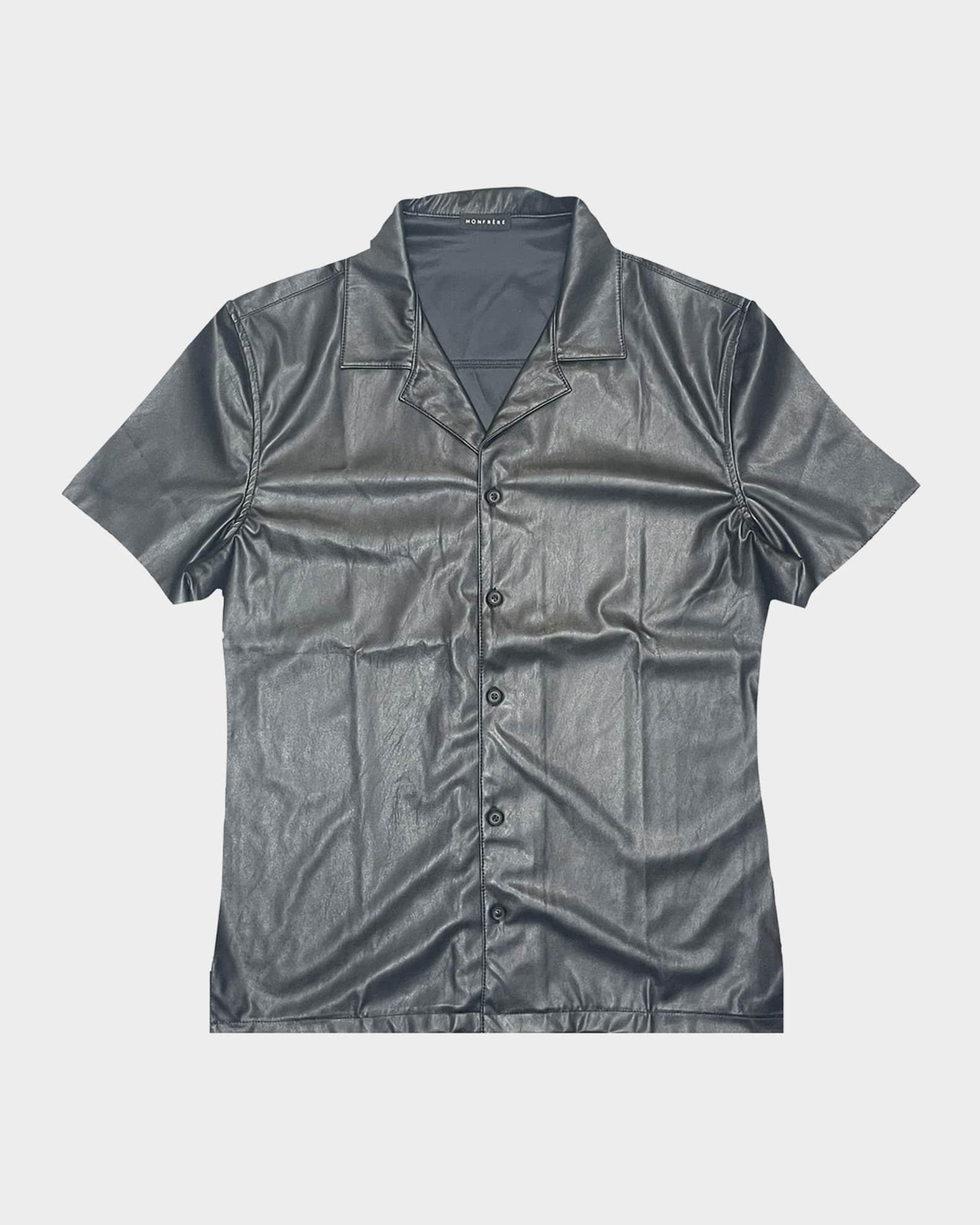 Men's Bond Faux-Leather Camp Shirt Product Image