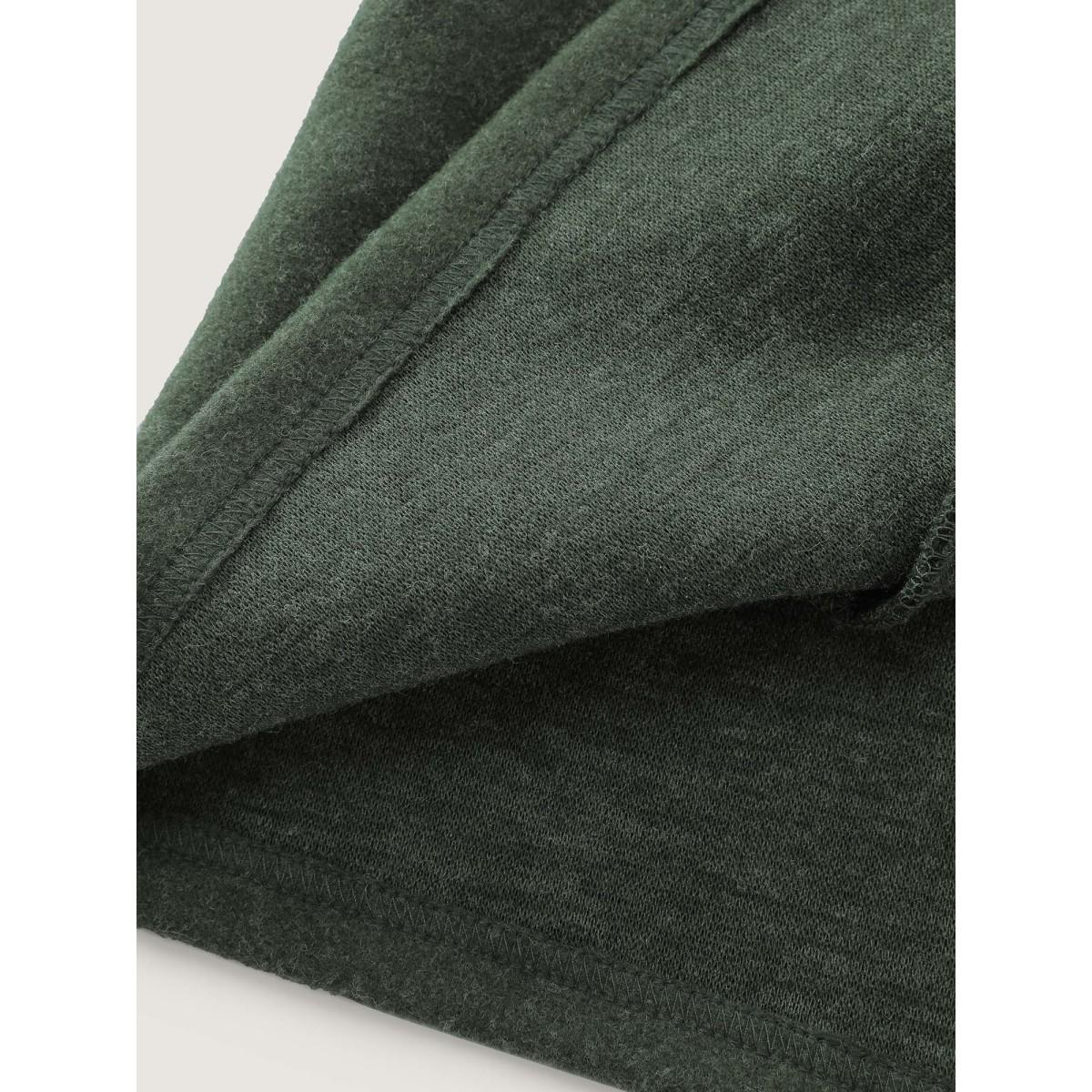 Plus Size Rolled Button Sleeve Pockets Coat Women DarkGreen Timeless Button Loose Ladies Elegant Winter Coats BloomChic 18-20/2X Product Image