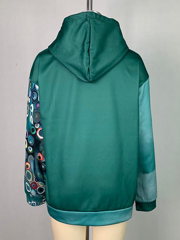 Long Sleeves Printed Hooded Hoodies Tops Product Image