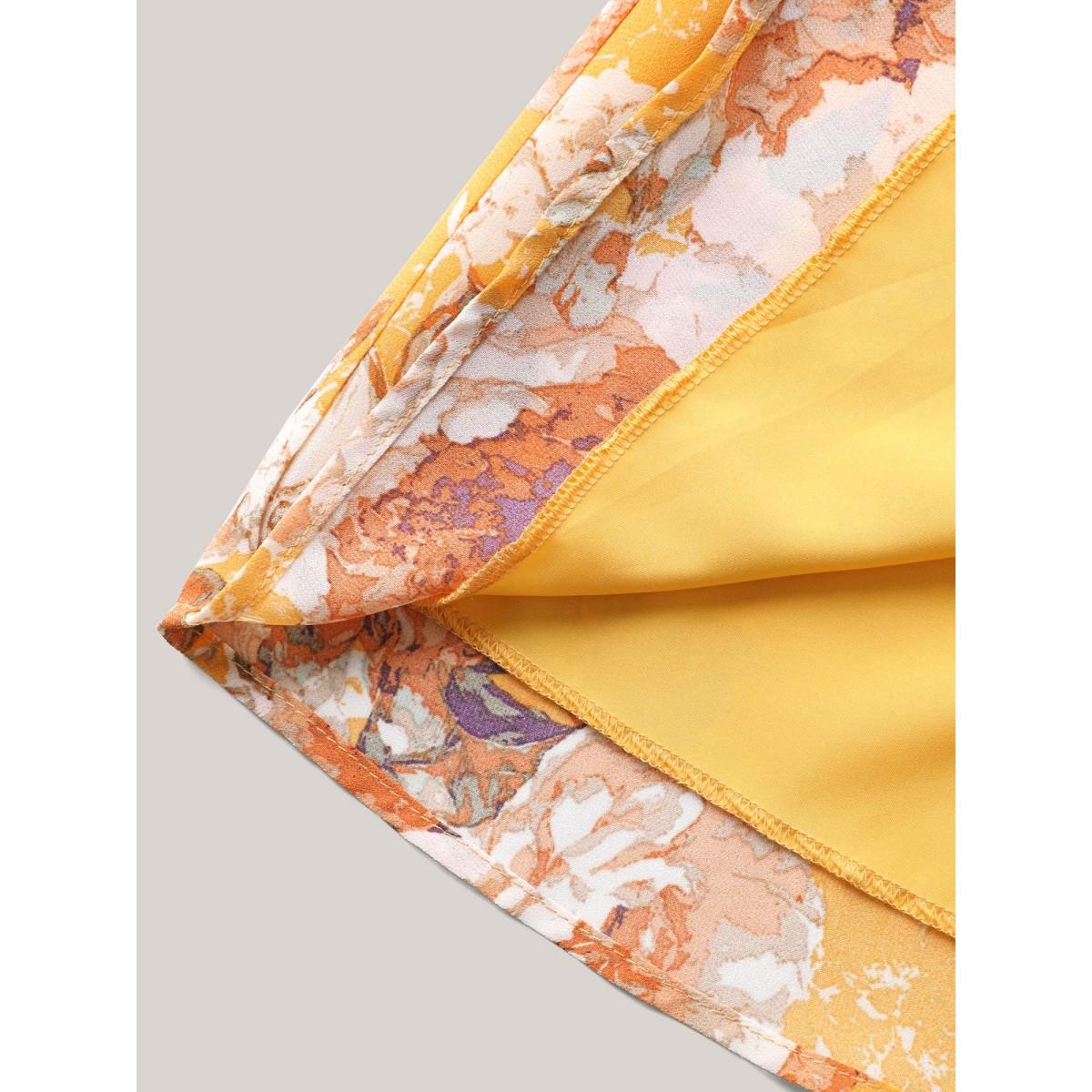 Plus Size Sunny Floral Petal Trim Neck Midi Dress Turmeric Women Notched collar Sleeveless Curvy BloomChic 22-24/3X Product Image