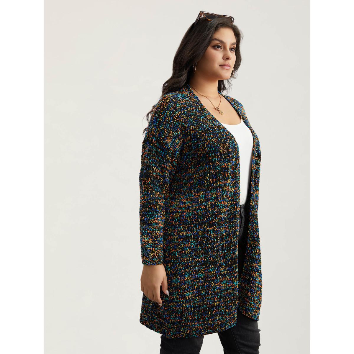 Plus Size Color Textured Open Front Cardigan Multicolor Women Leisure Loose Long Sleeve Casual Cardigans BloomChic 26/4X Product Image