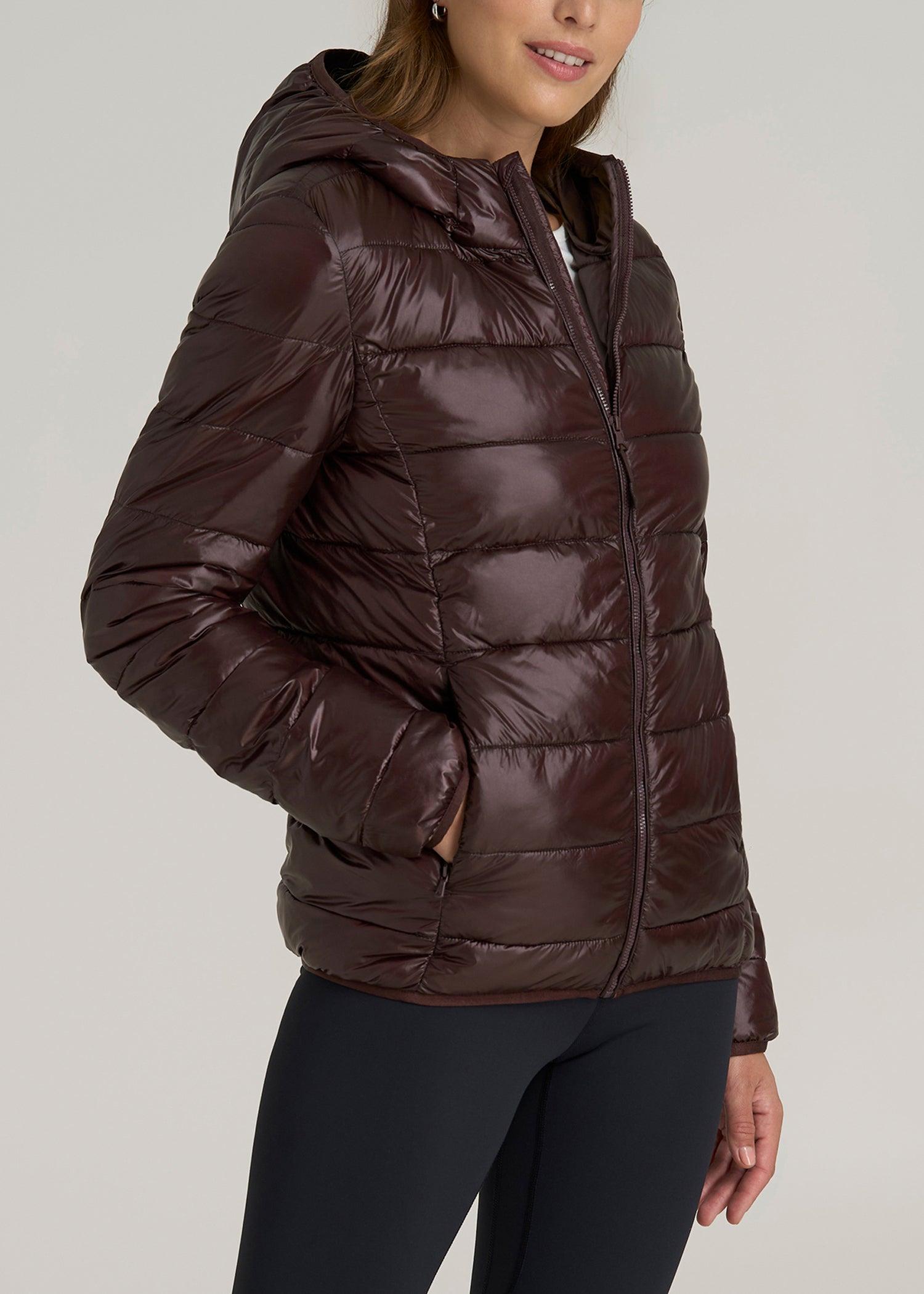 Packable Short Puffer Jacket for Tall Women in Oxblood Female Product Image